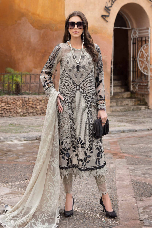 D-2510-B I 3 Piece Unstitched Embroidered Lawn Suit I Maria B