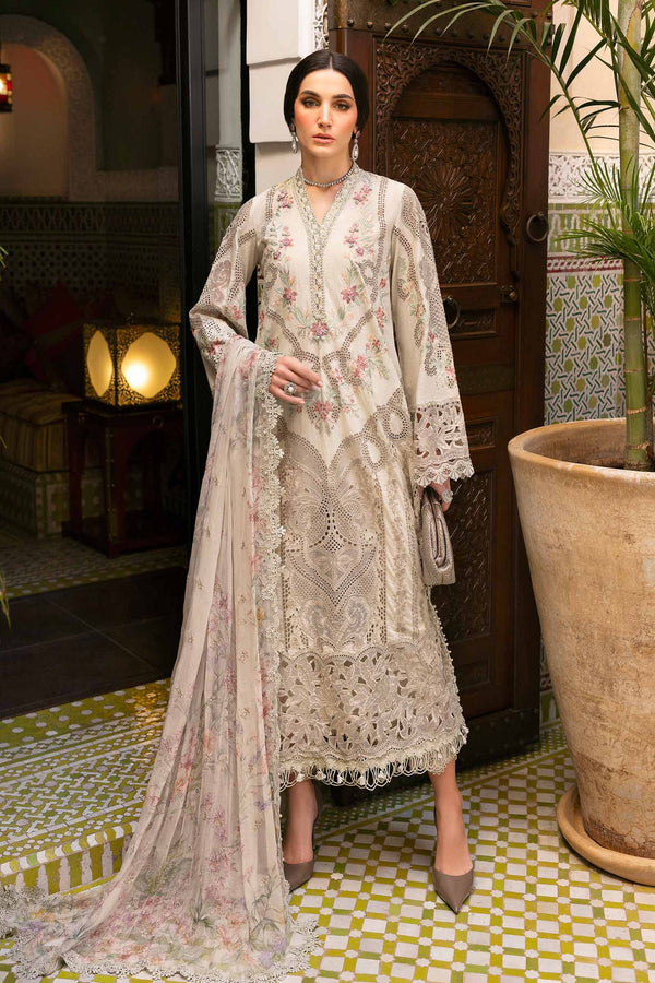 D-2514-B I 3 Piece Unstitched Embroidered Lawn Suit I Maria B