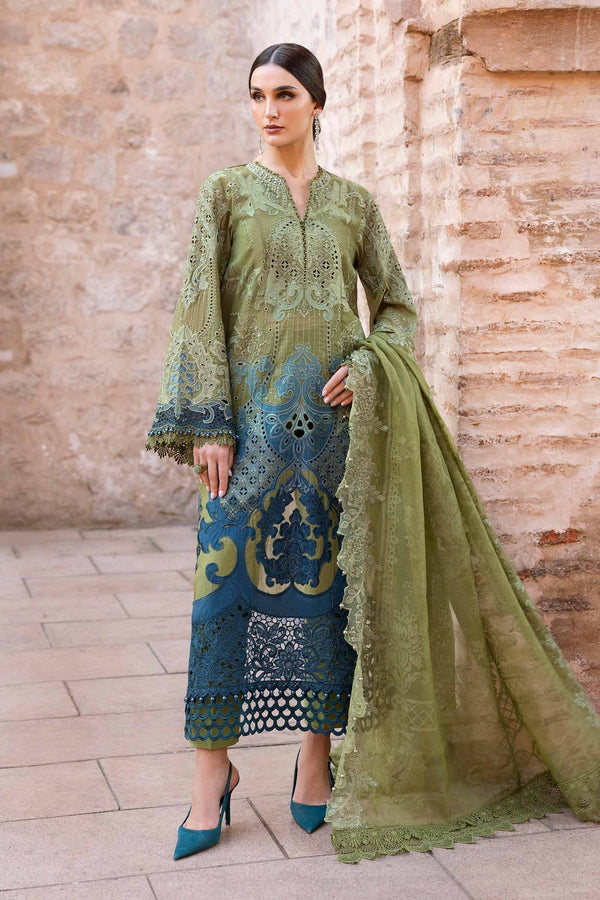 D-2501-A I 3 Piece Unstitched Embroidered Lawn Suit I Maria B