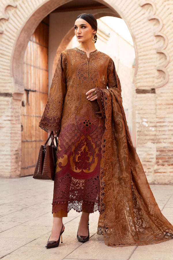 D-2501-B I 3 Piece Unstitched Embroidered Lawn Suit I Maria B