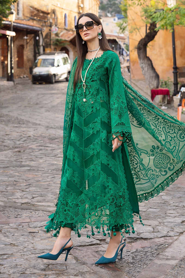 D-2508-B I 3 Piece Unstitched Embroidered Lawn Suit I Maria B