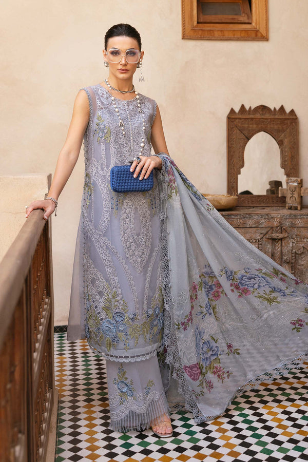 D-2509-B I 3 Piece Unstitched Embroidered Lawn Suit I Maria B