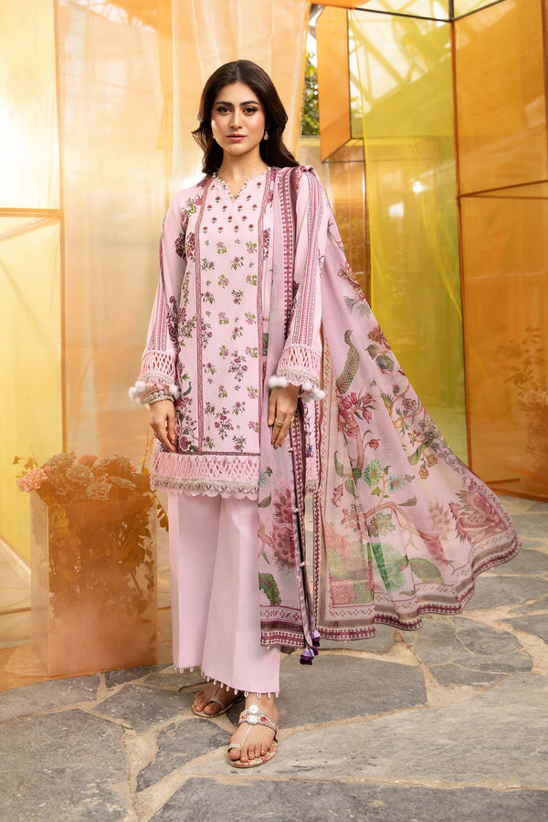 MB-CUS25-705B I 3 Pc Unstitched Embroidered Lawn Suit I Maria b