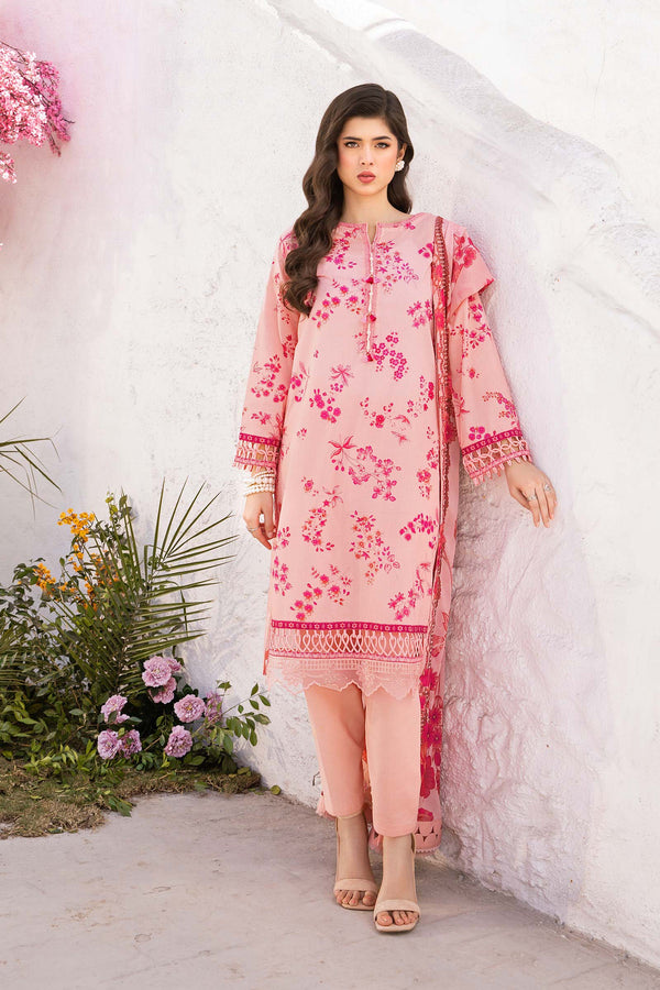 MB-CUS25-709A I 3 Pc Unstitched Embroidered Lawn Suit I Maria b