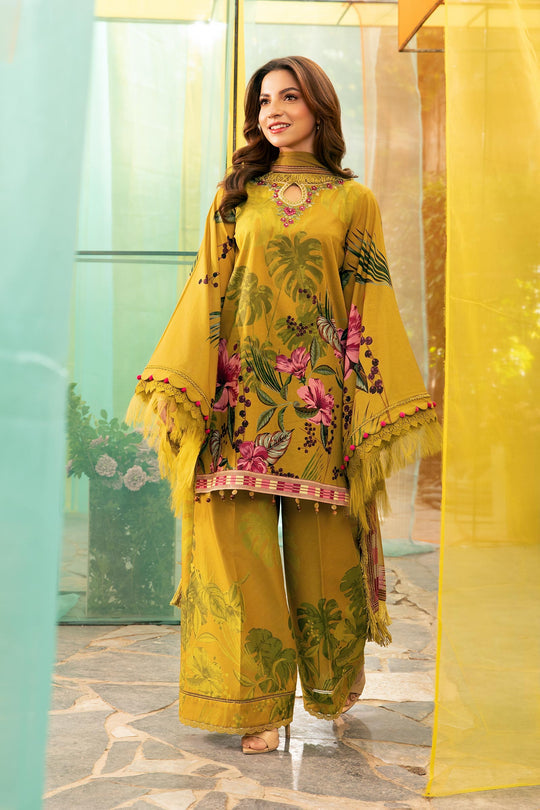 MB-CUS25-710A I 3 Pc Unstitched Embroidered Lawn Suit I Maria b