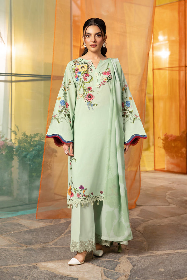 MB-CUS25-712B I 3 Pc Unstitched Embroidered Lawn Suit I Maria b